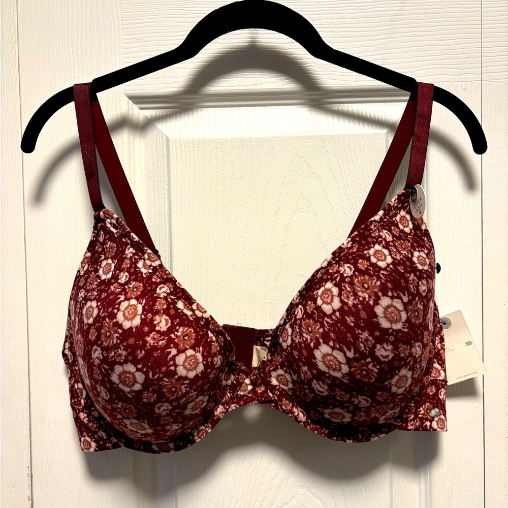 Lucky Brand maroon floral bra. NWT!!! Size 42C.